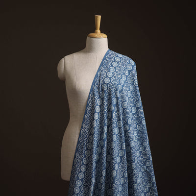 Blue - Bagru Dabu Hand Block Print Natural Dyed Cotton Fabric 50