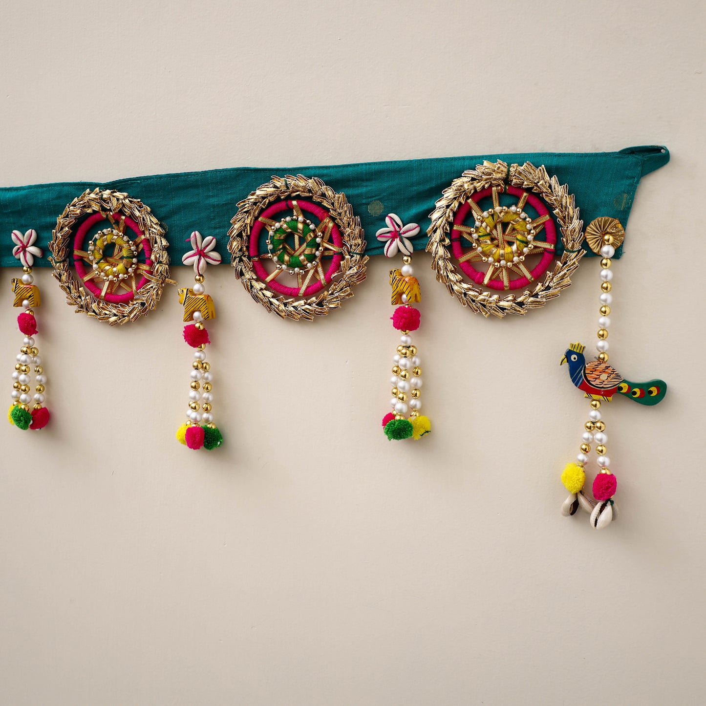 Diwali Decor Handmade Gota & Bead Work Toran 23