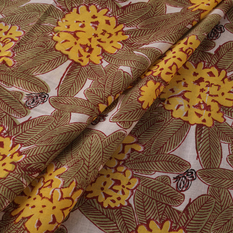 Rasa Lobhi Champa Motif Floral Hand Block Printed Cotton Fabric 12