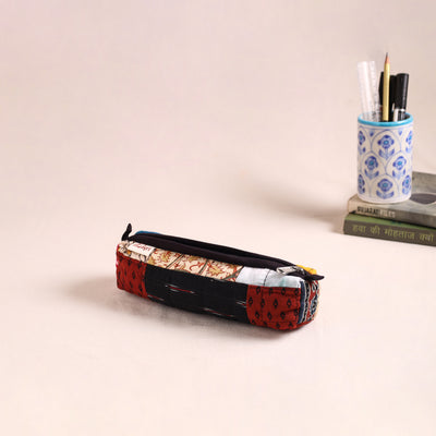 Patchwork quilted pencil pouch