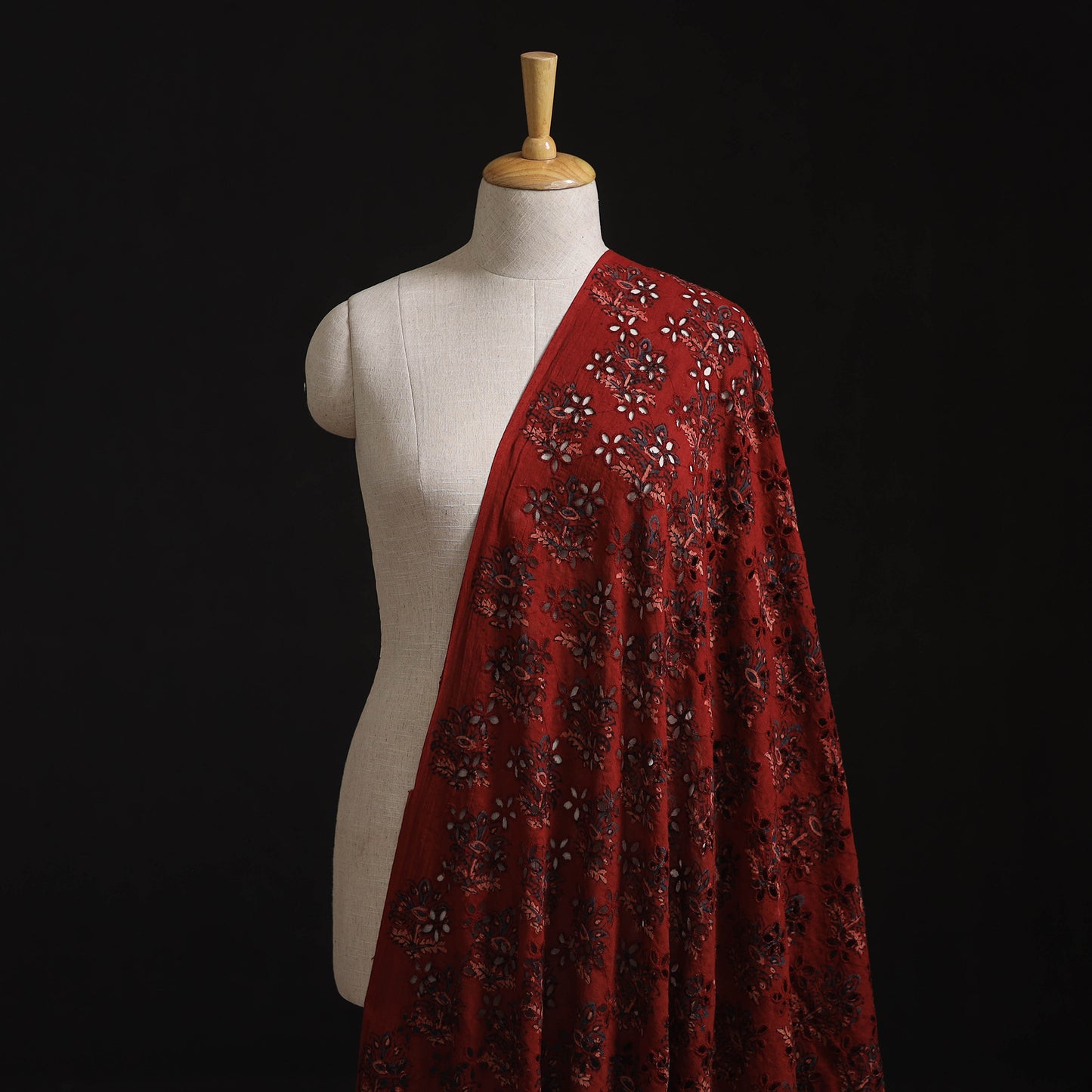 Natural Dyed Ajrakh Hand Block Print Cotton Hakoba Fabric 86