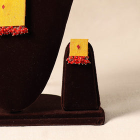 Yellow Bead Work Fabart Necklace Set