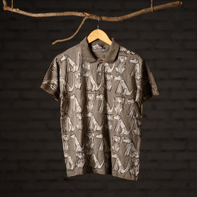 Buy Bindaas Natural Dyed Art Block Print Polo Collar T-shirt in Pure Cotton Online at iTokri.com
