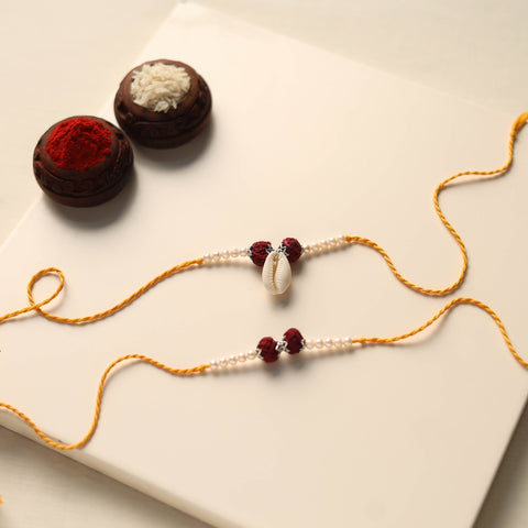 Handmade Thread & Bead Work Rakhi & Lumba Set