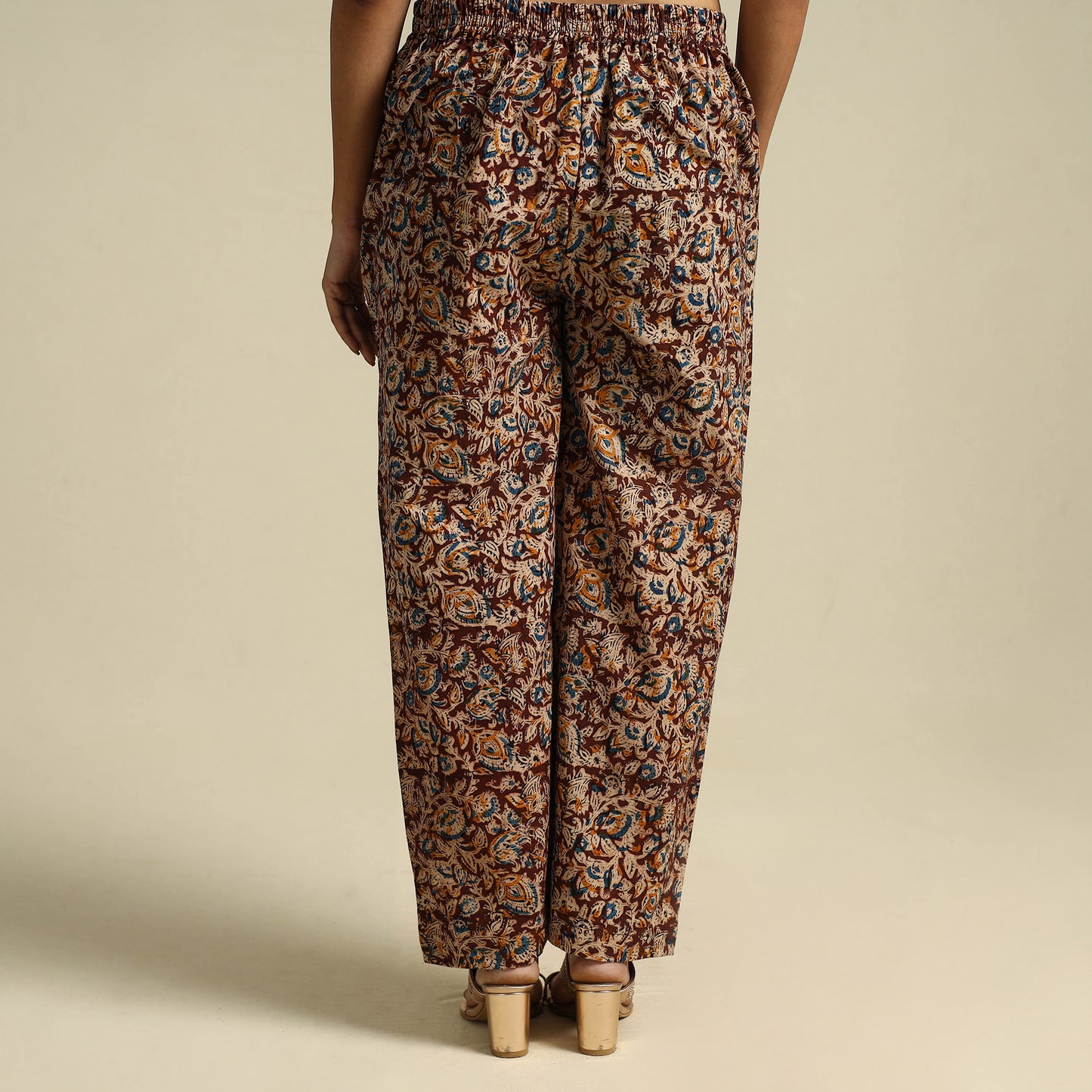 Buy Brown Pedana Block Print Cotton Kalamkari Palazzo
