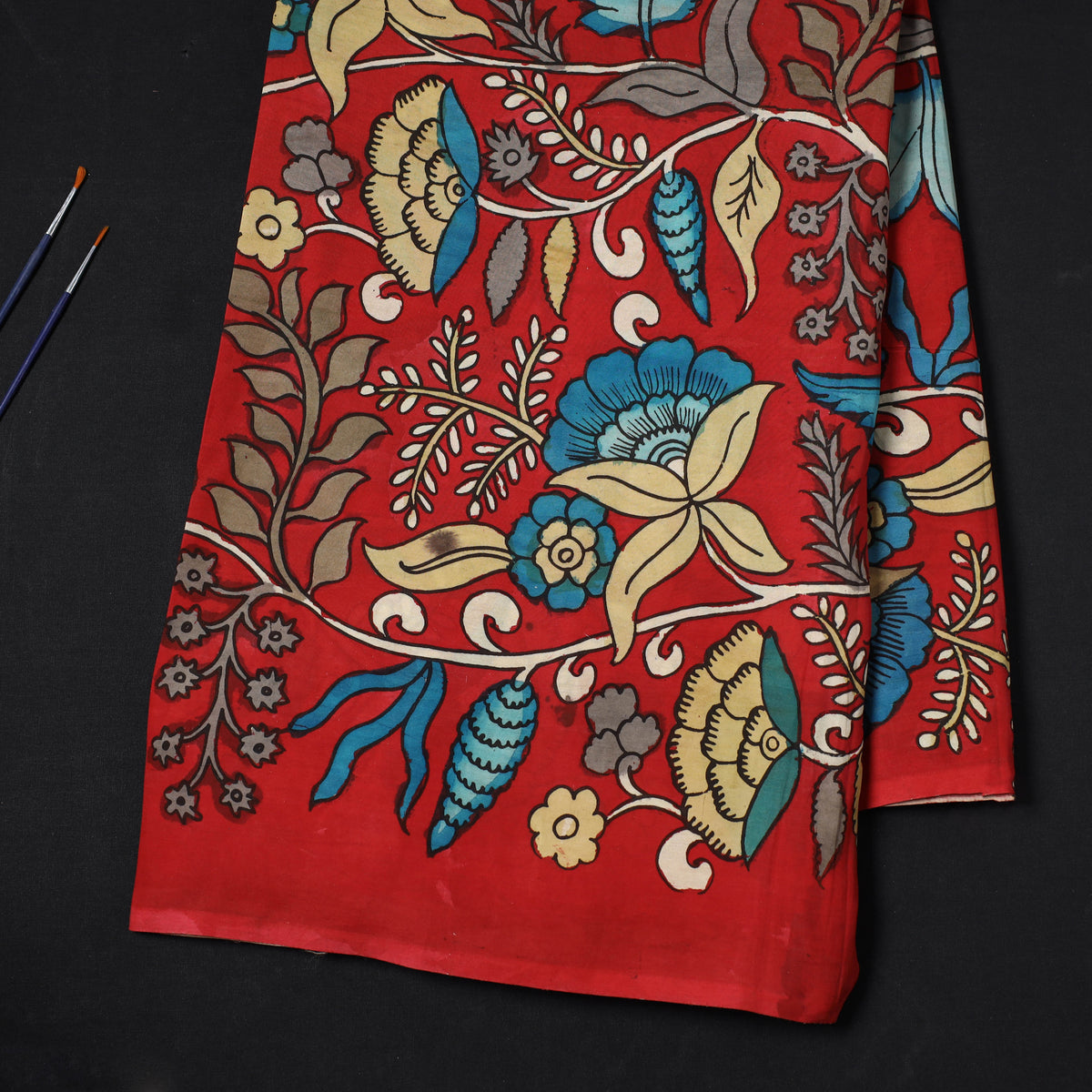 Bangalore Silk Srikalahasti Handpainted Pen Kalamkari Fabric 04