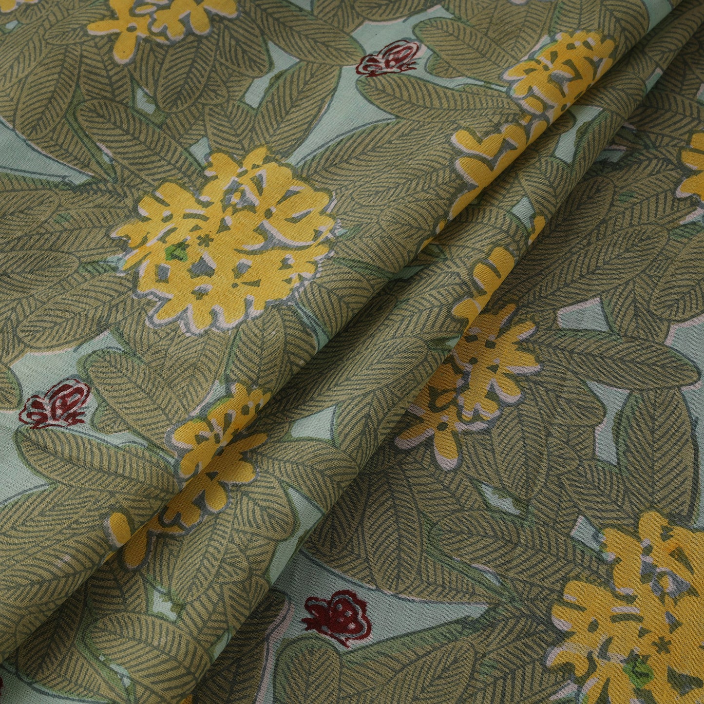 Rasa Lobhi Champa Motif Floral Hand Block Printed Cotton Fabric 13