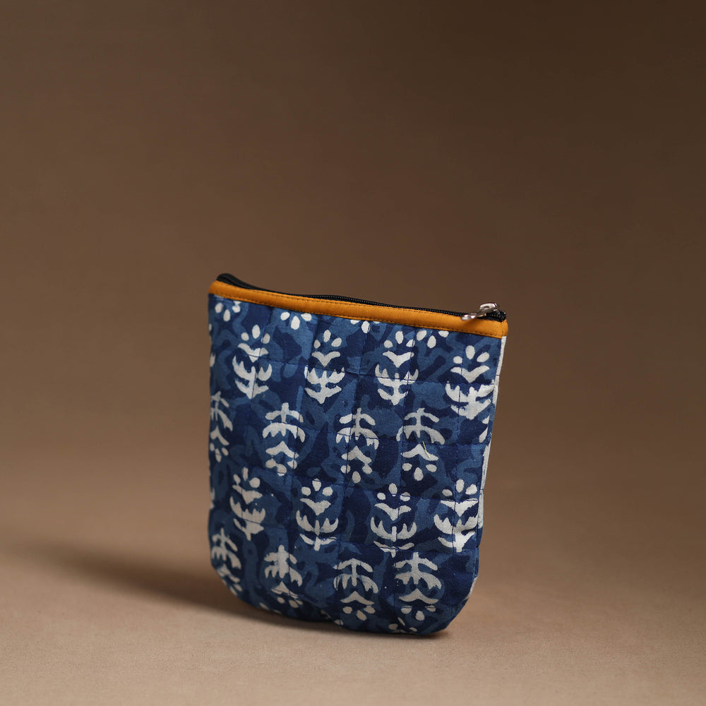 Blue - Handmade Quilted Cotton Utility Pouch 85