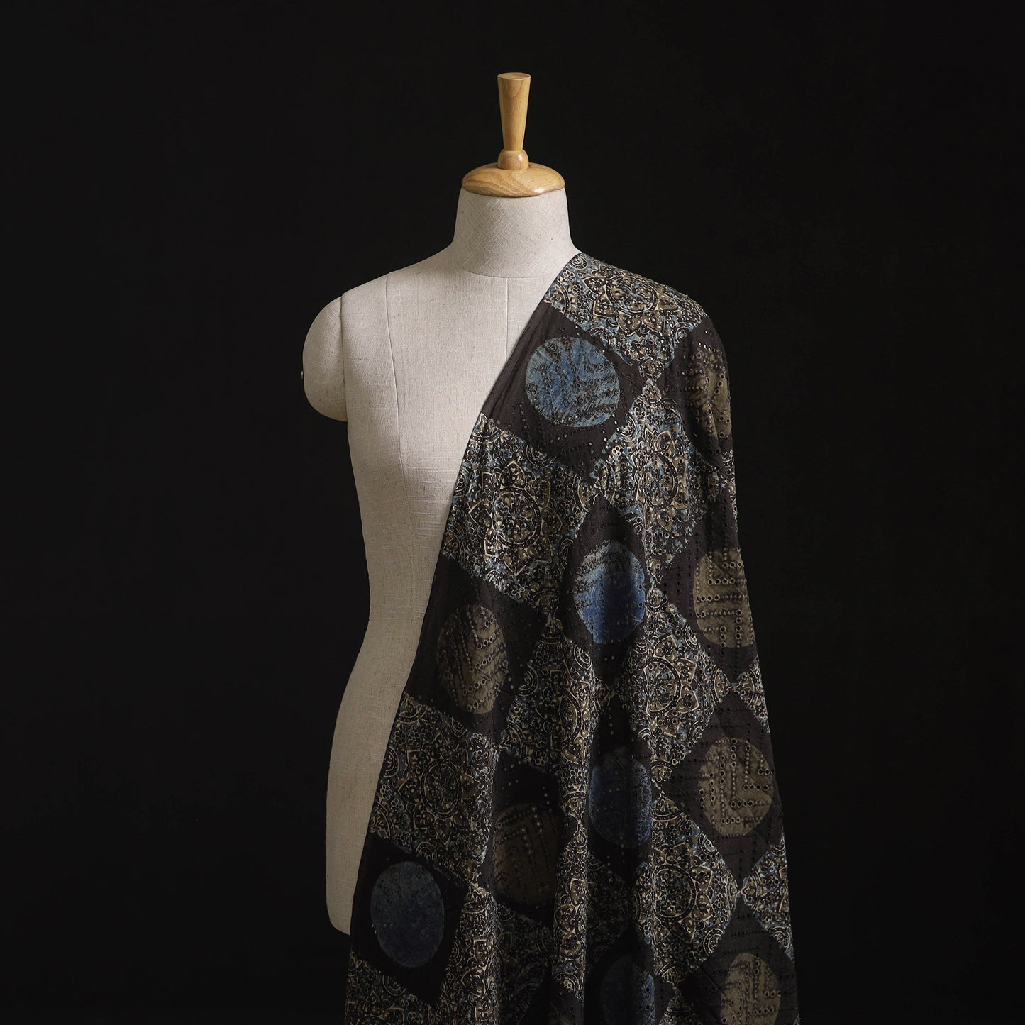 Natural Dyed Ajrakh Hand Block Print Cotton Hakoba Fabric 90