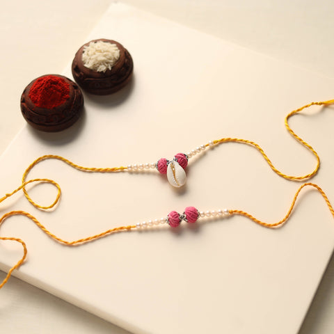 Handmade Thread & Bead Work Rakhi & Lumba Set