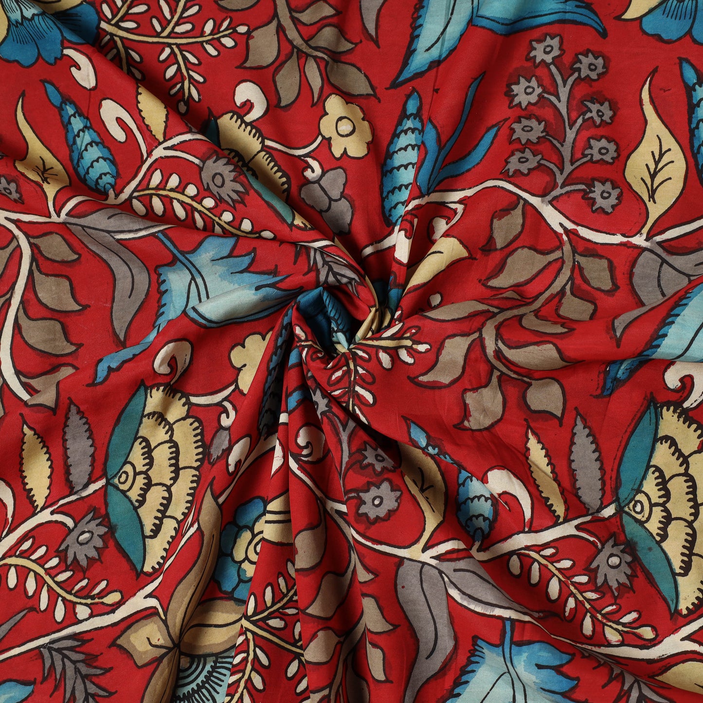 Bangalore Silk Srikalahasti Handpainted Pen Kalamkari Fabric 04