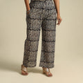  Black Pedana Block Print Mul Cotton Kalamkari Palazzo