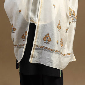 Buy Handloom Chanderi Silk Kashida Embroidery Dupatta