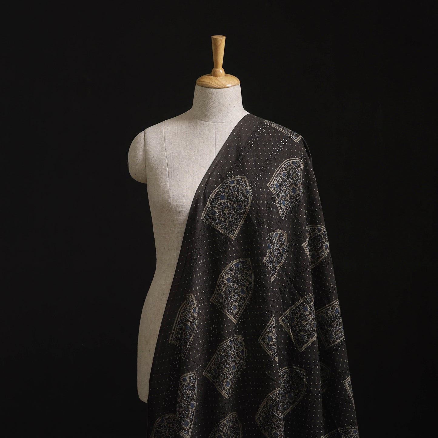 Natural Dyed Ajrakh Hand Block Print Cotton Hakoba Fabric 93