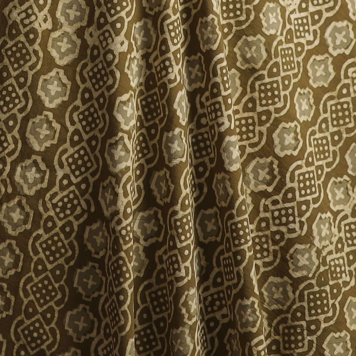 Yellow - Bagru Dabu Hand Block Print Natural Dyed Cotton Fabric 52