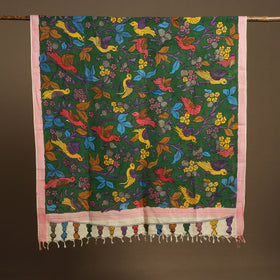 Pen Work Mangalagiri Cotton Handpainted Kalamkari Dupatta