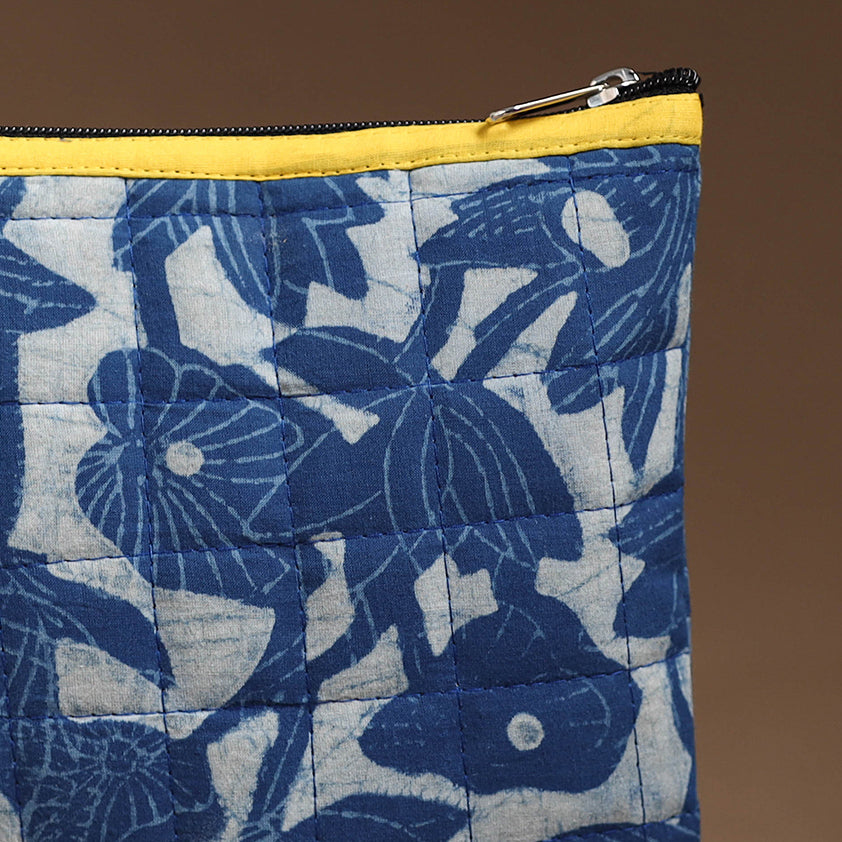 Blue - Handmade Quilted Cotton Utility Pouch 88