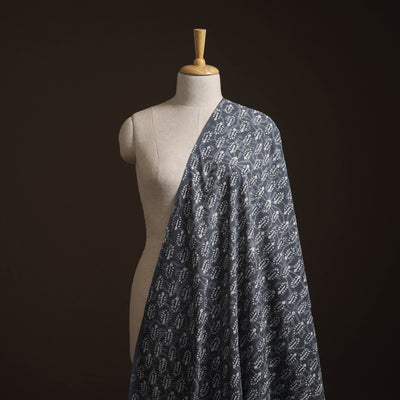 Gray - Bagru Dabu Hand Block Print Natural Dyed Cotton Fabric 53