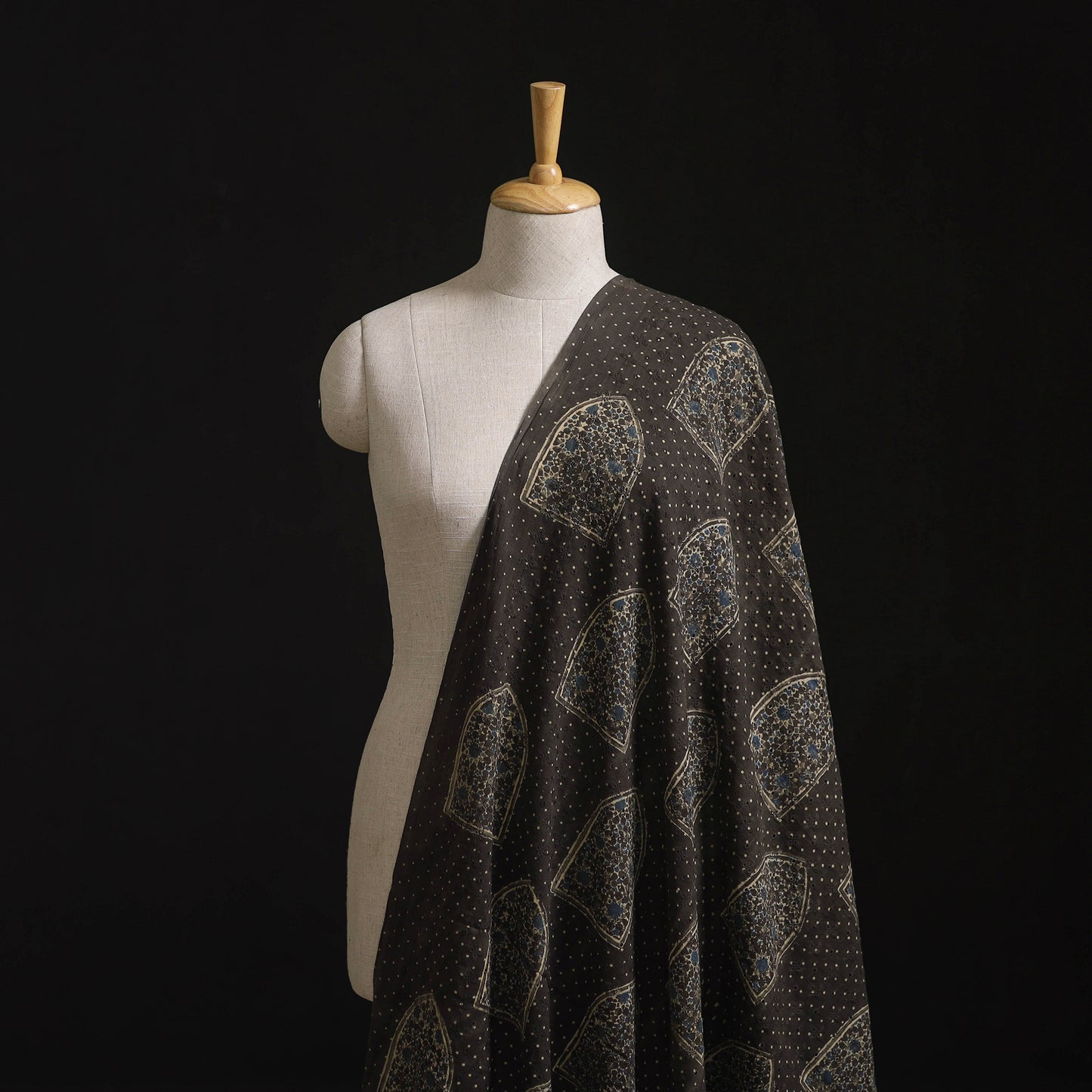 Natural Dyed Ajrakh Hand Block Print Cotton Hakoba Fabric 94