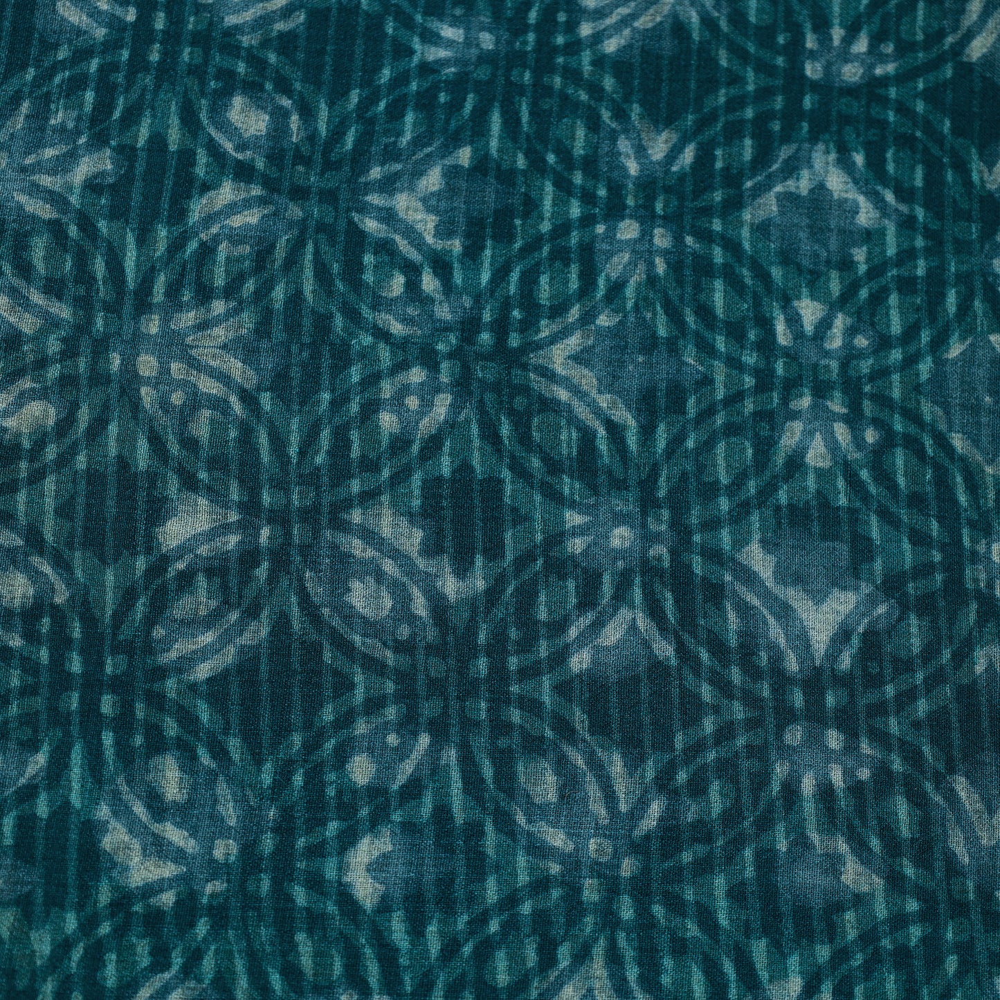 Blue - Pure Wool Handloom Akola Print Fabric 09