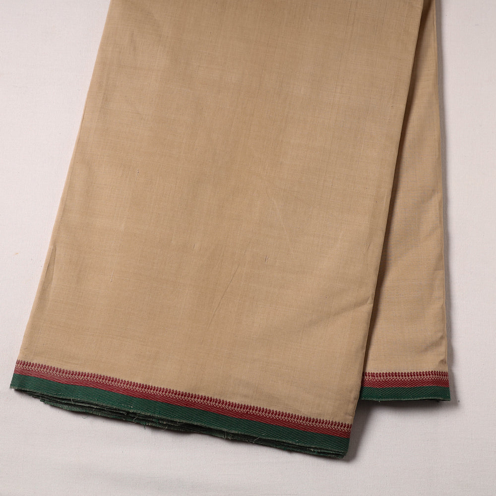 Brown - Handloom Mangalagiri Cotton Fabric with Thread Border 06