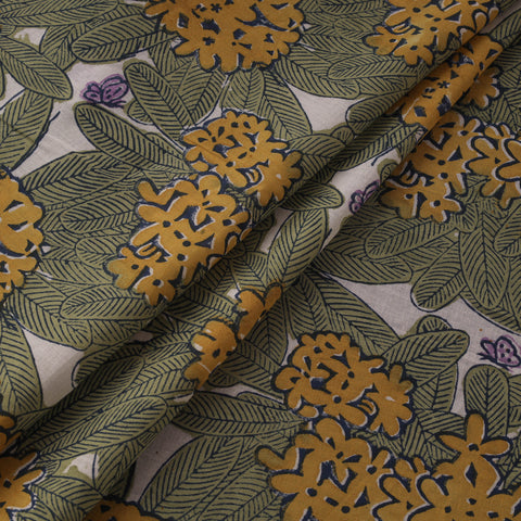 Rasa Lobhi Champa Motif Floral Hand Block Printed Cotton Fabric 14