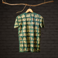 Green - Bindaas Block Art Prints Natural Dyed Cotton Round Neck T-shirt