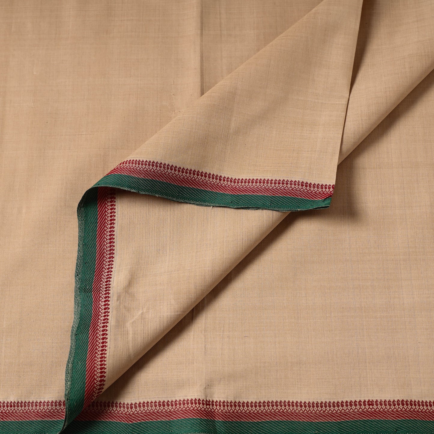 Brown - Handloom Mangalagiri Cotton Fabric with Thread Border 06