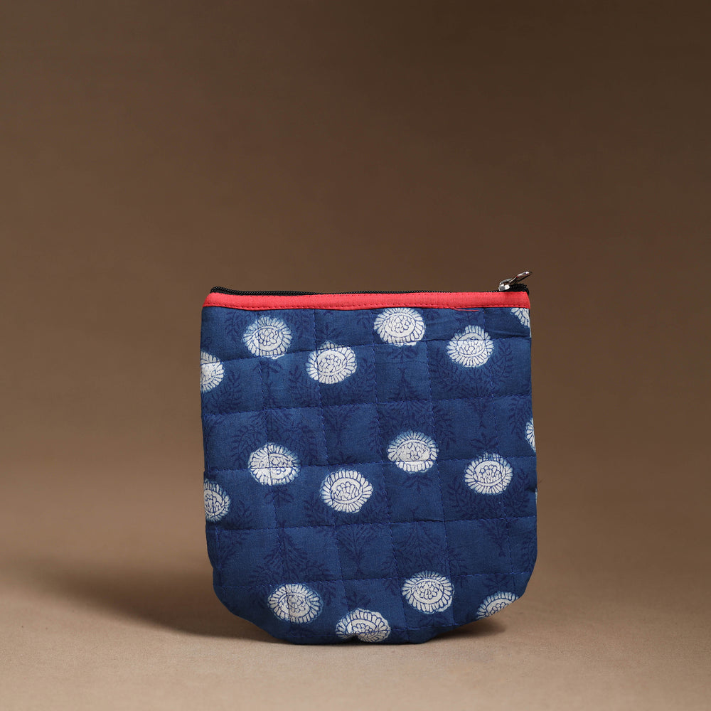 Blue - Handmade Quilted Cotton Utility Pouch 89