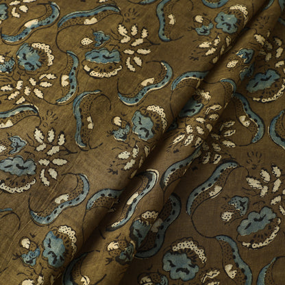 Brown - Ajrakh Hand Block Printed Mul Cotton Fabric 09