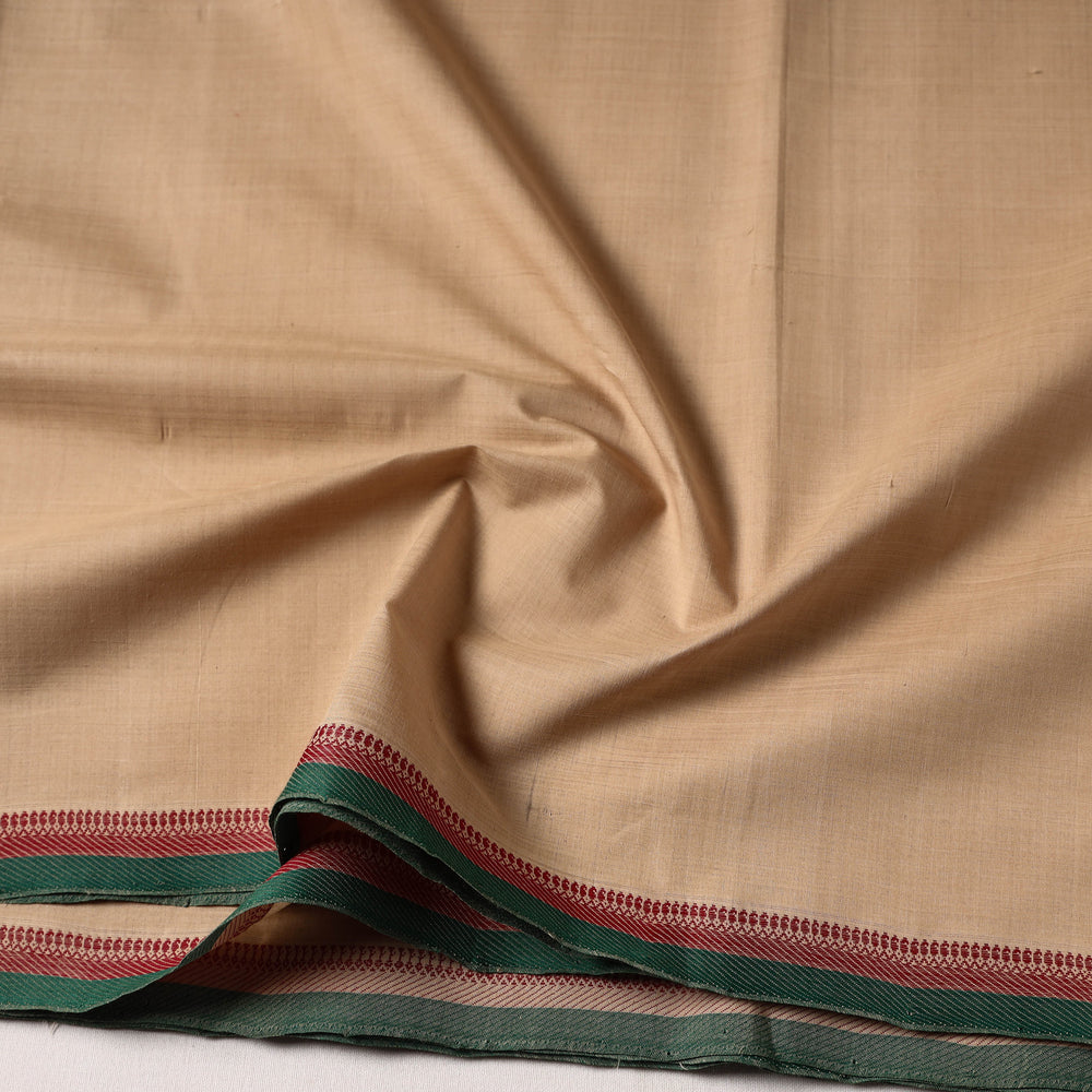 Brown - Handloom Mangalagiri Cotton Fabric with Thread Border 06