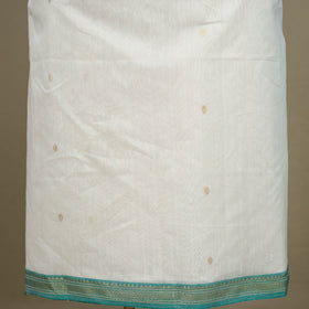 White - 3pc Handloom Zari Buti Unstitched Chanderi Silk Dress Material 