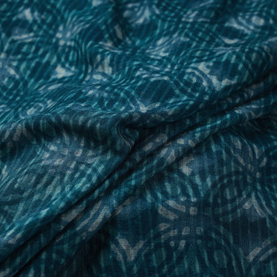 Blue - Pure Wool Handloom Akola Print Fabric 09