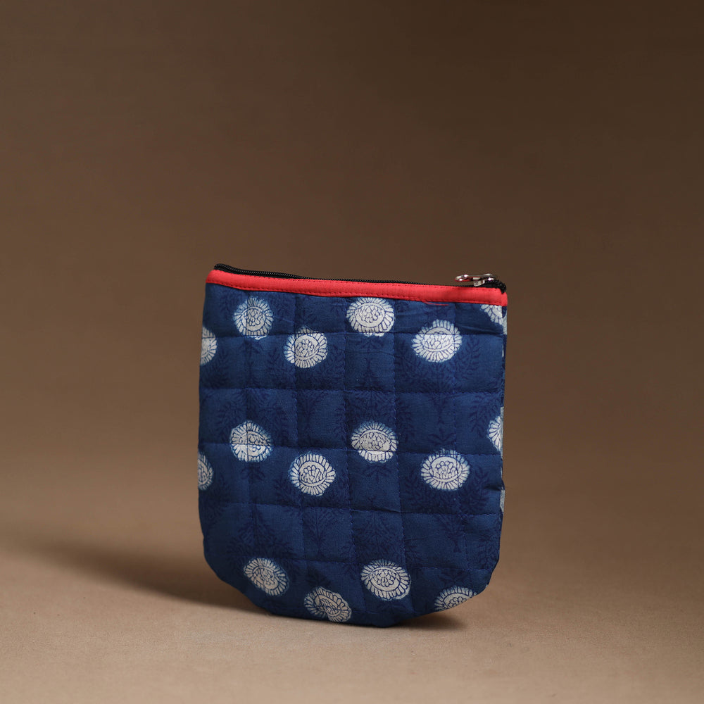 Blue - Handmade Quilted Cotton Utility Pouch 89