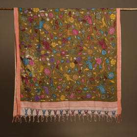 Pen Work Mangalagiri Cotton Handpainted Kalamkari Dupatta