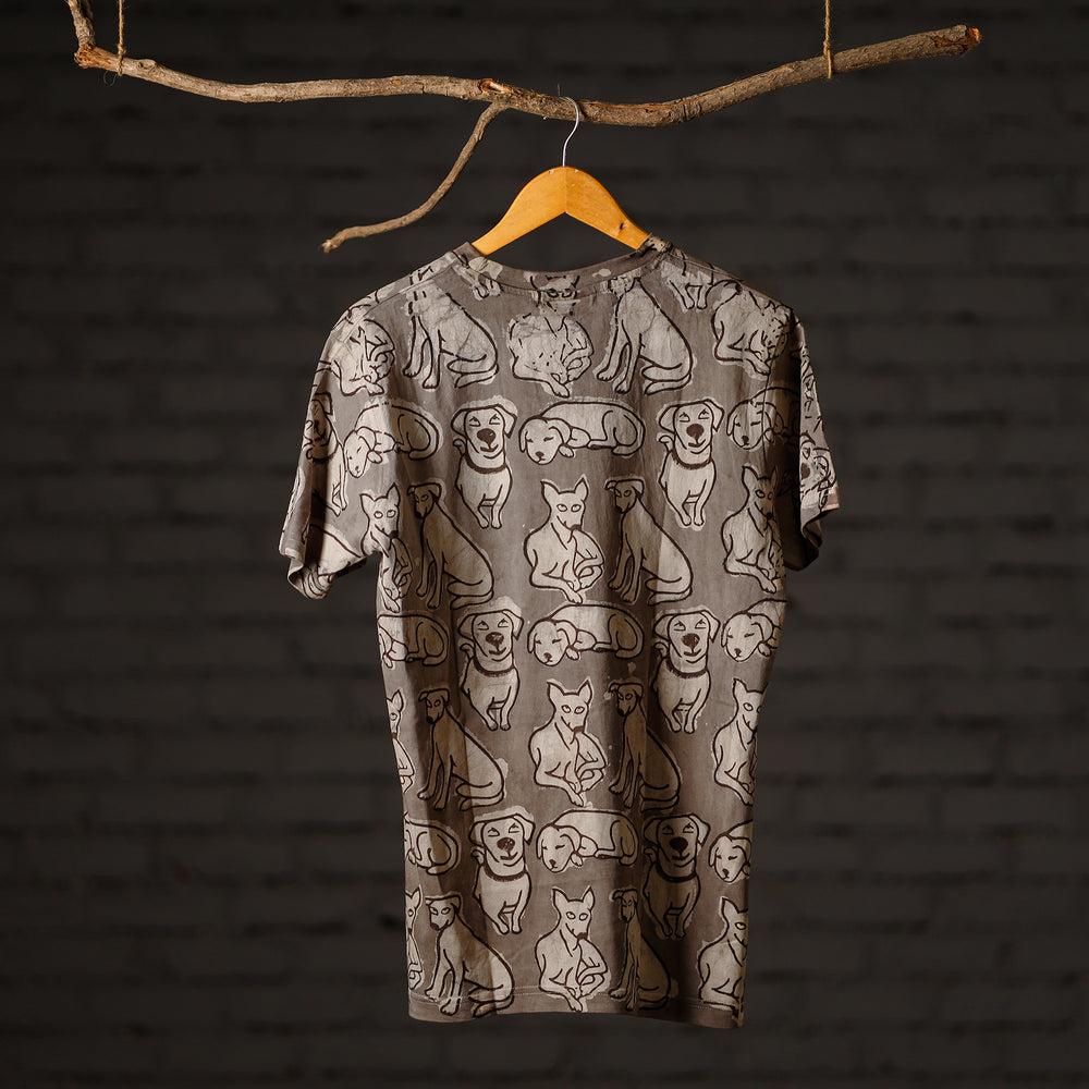 Brown - Bindaas Block Art Printed Cotton Round Neck T-shirt