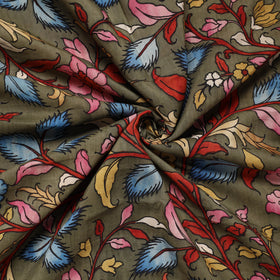  Green Bangalore Silk Srikalahasti Pen Kalamkari Fabric