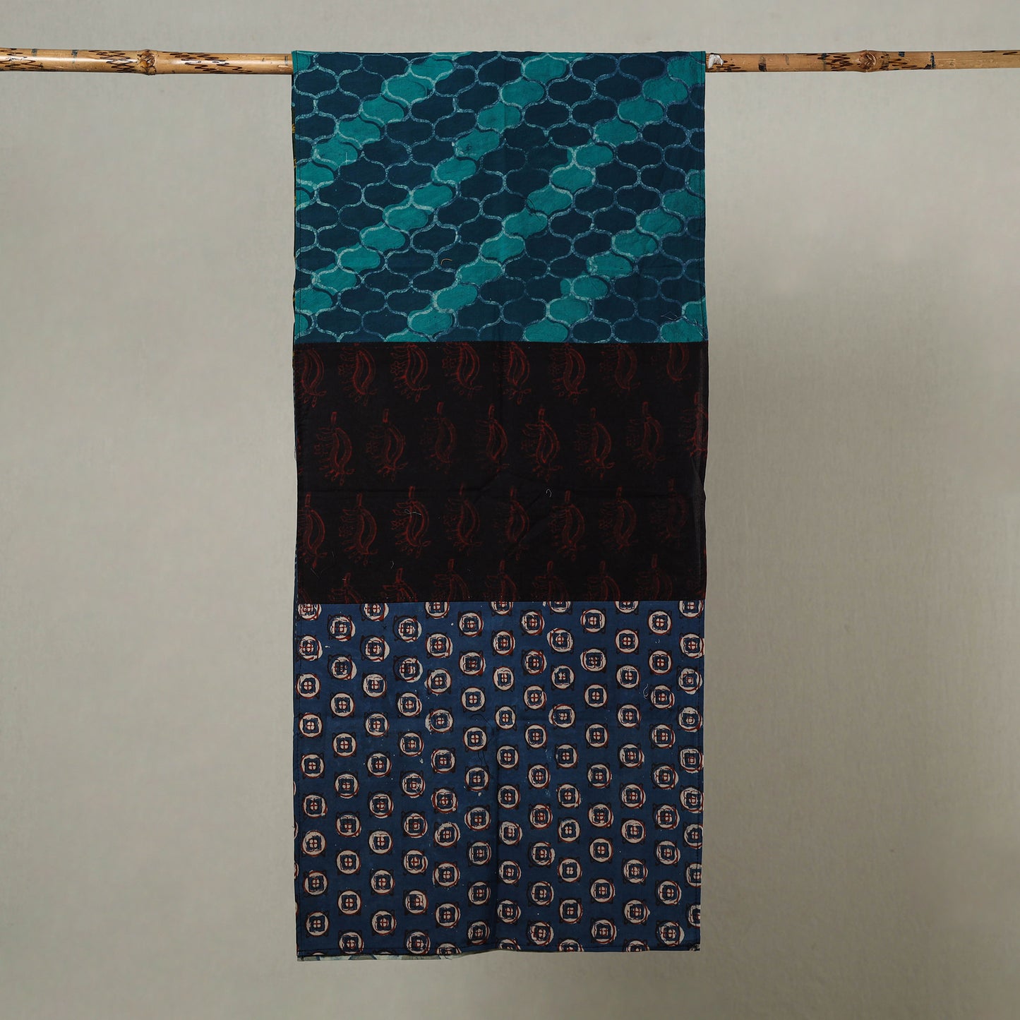 Multicolor - Patchwork Block Printed Cotton Stole 16