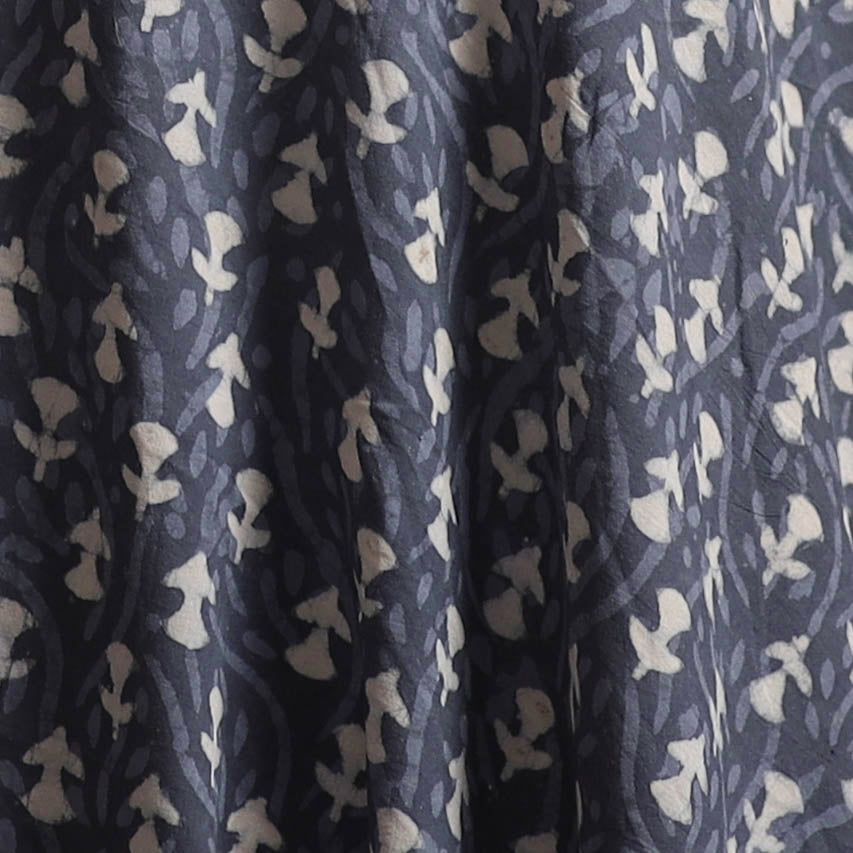 Grey - Gray - Bagru Dabu Hand Block Print Natural Dyed Cotton Fabric 54