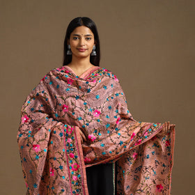 Buy Peach Ranihati Chanderi Silk Hand Embroidery Dupatta