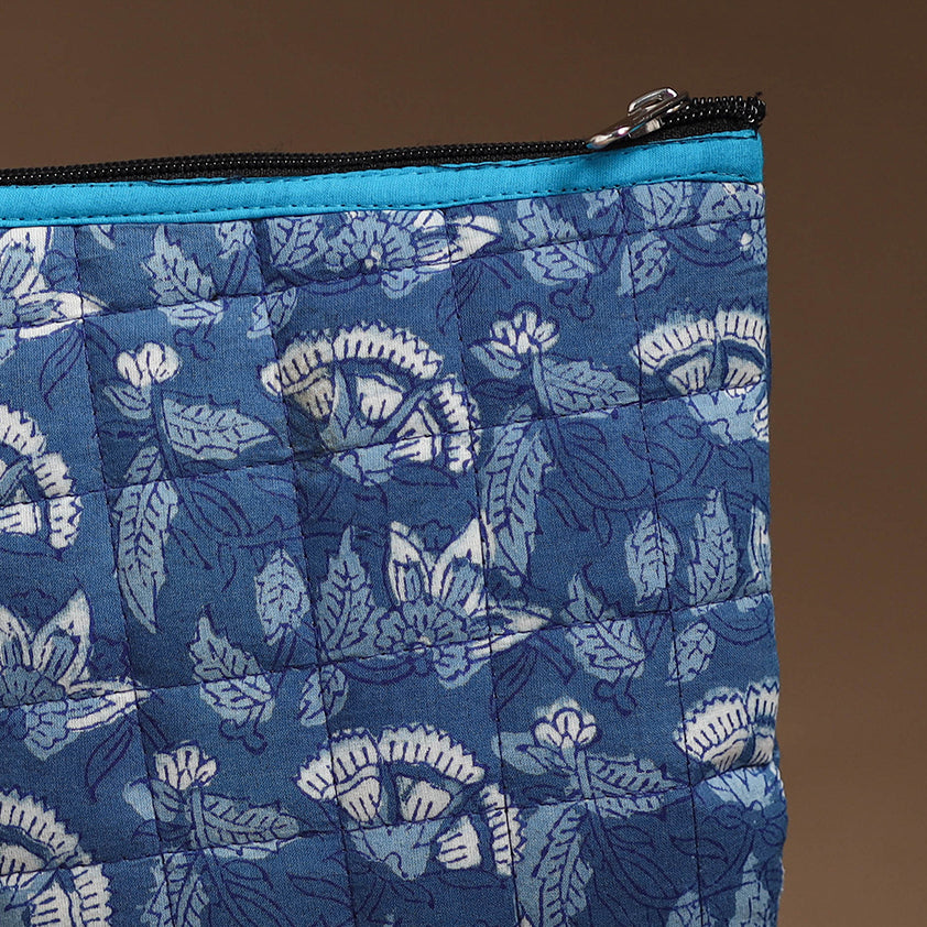 Blue - Handmade Quilted Cotton Utility Pouch 91