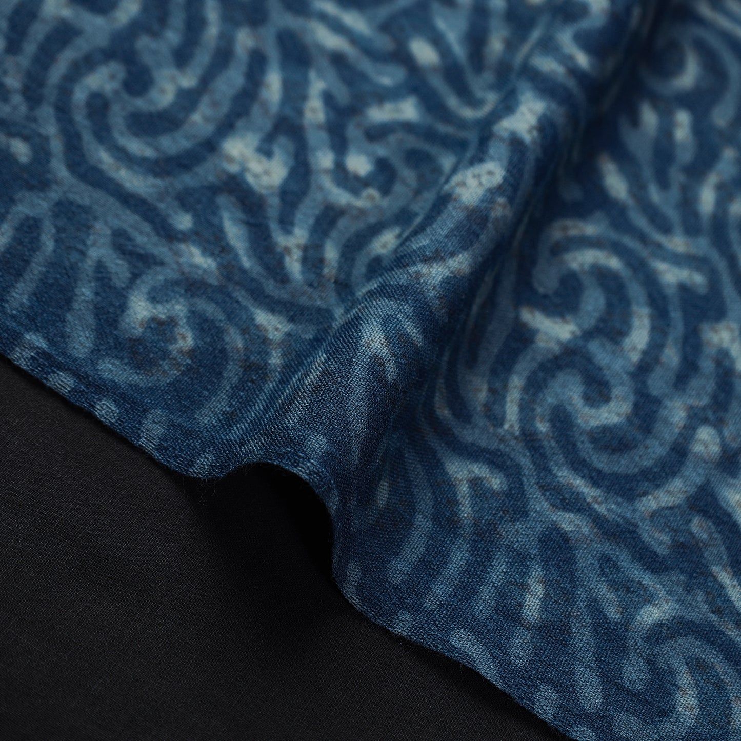 Blue - Pure Wool Handloom Akola Print Fabric 10