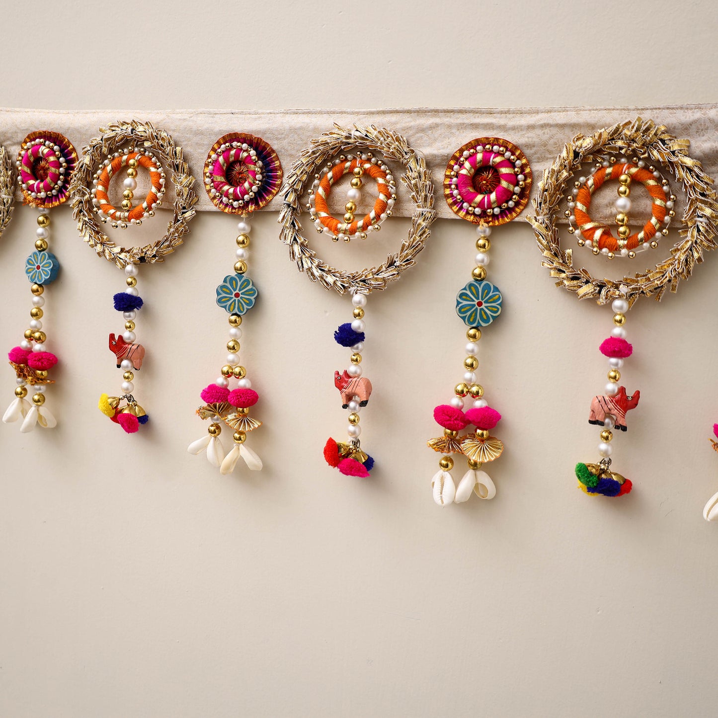 Diwali Decor Handmade Gota & Bead Work Toran 26