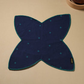  Dark Blue Hand Embroidered Cotton Roti Napkin