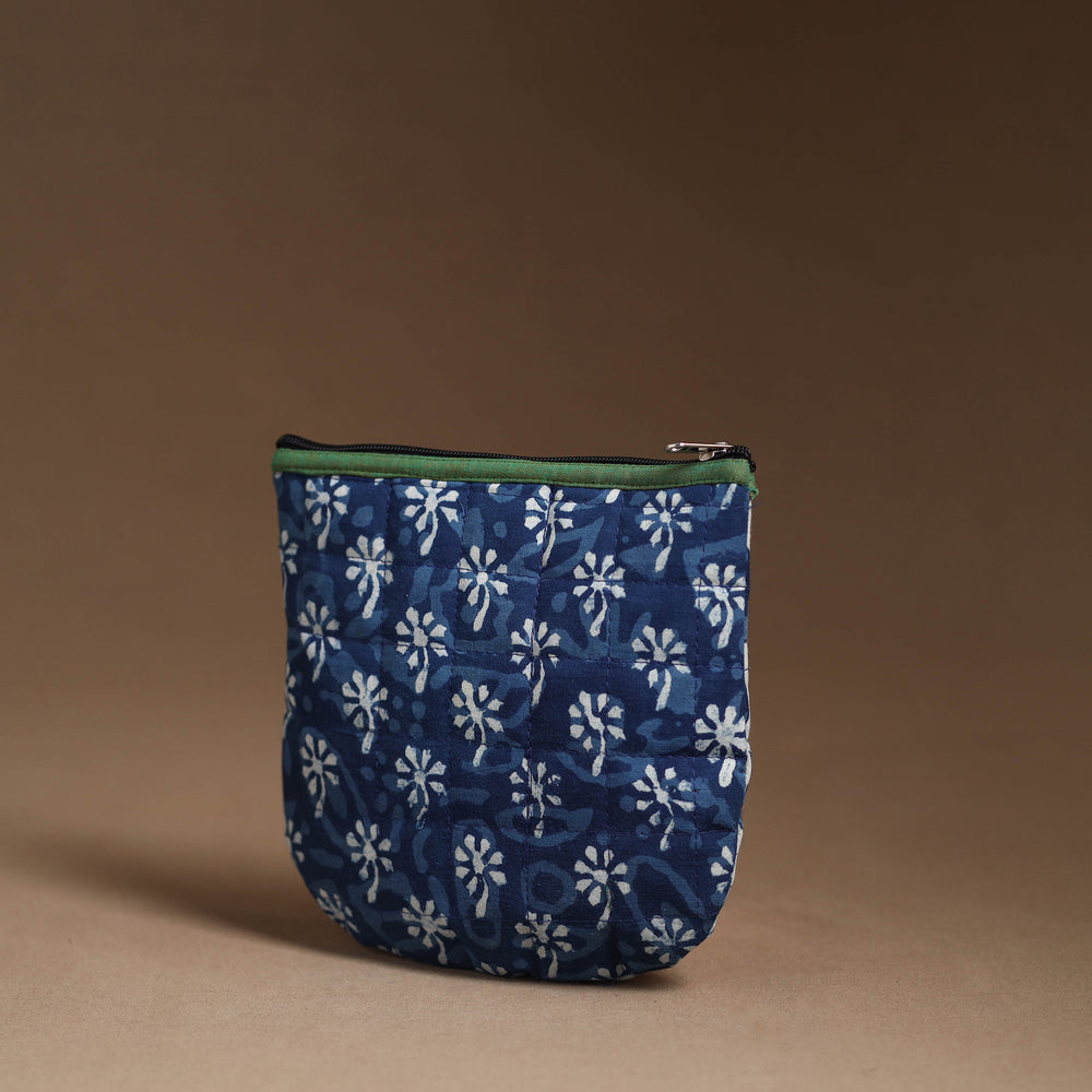 Blue - Handmade Quilted Cotton Utility Pouch 92