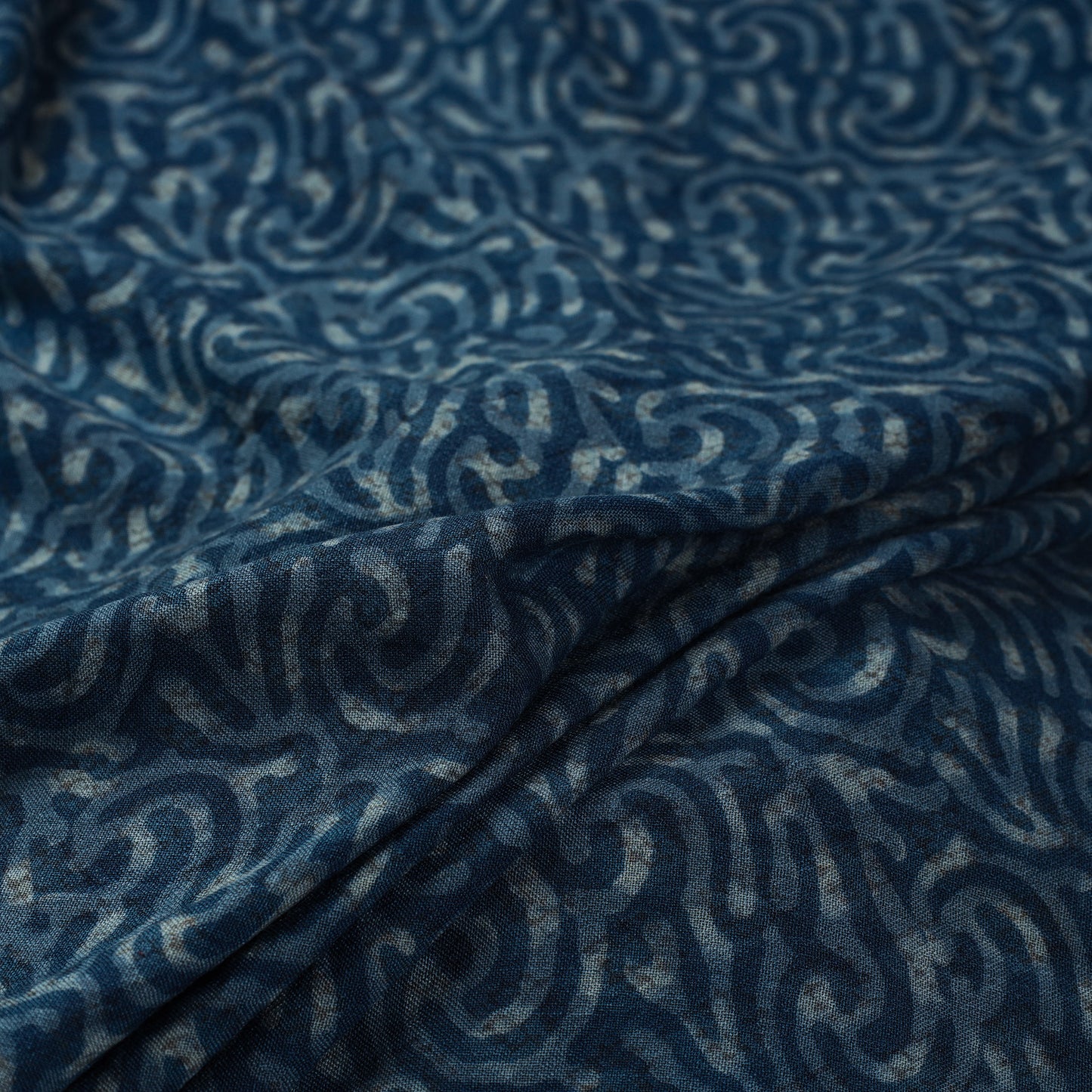 Blue - Pure Wool Handloom Akola Print Fabric 10