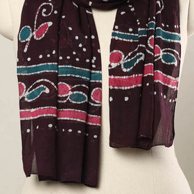 Brown - hand batik printed mul cotton stole 01 - handcrafted
