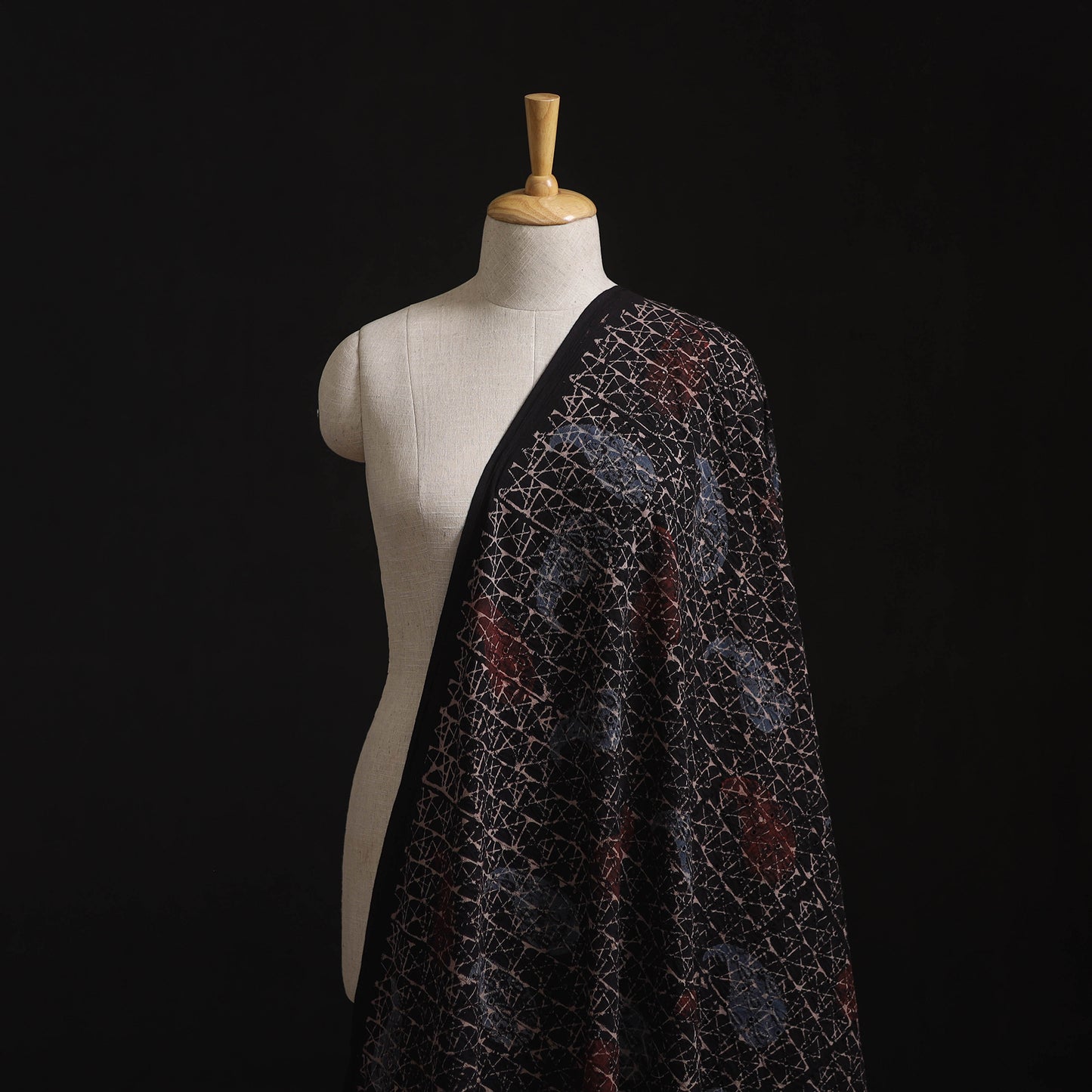 Natural Dyed Ajrakh Hand Block Print Cotton Hakoba Fabric 104
