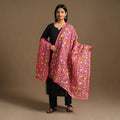  Pink Ranihati Chanderi Silk Hand Embroidery Dupatta