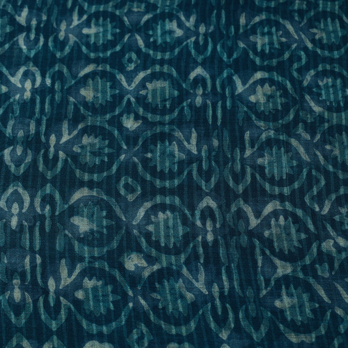 Blue - Pure Wool Handloom Akola Print Fabric 11